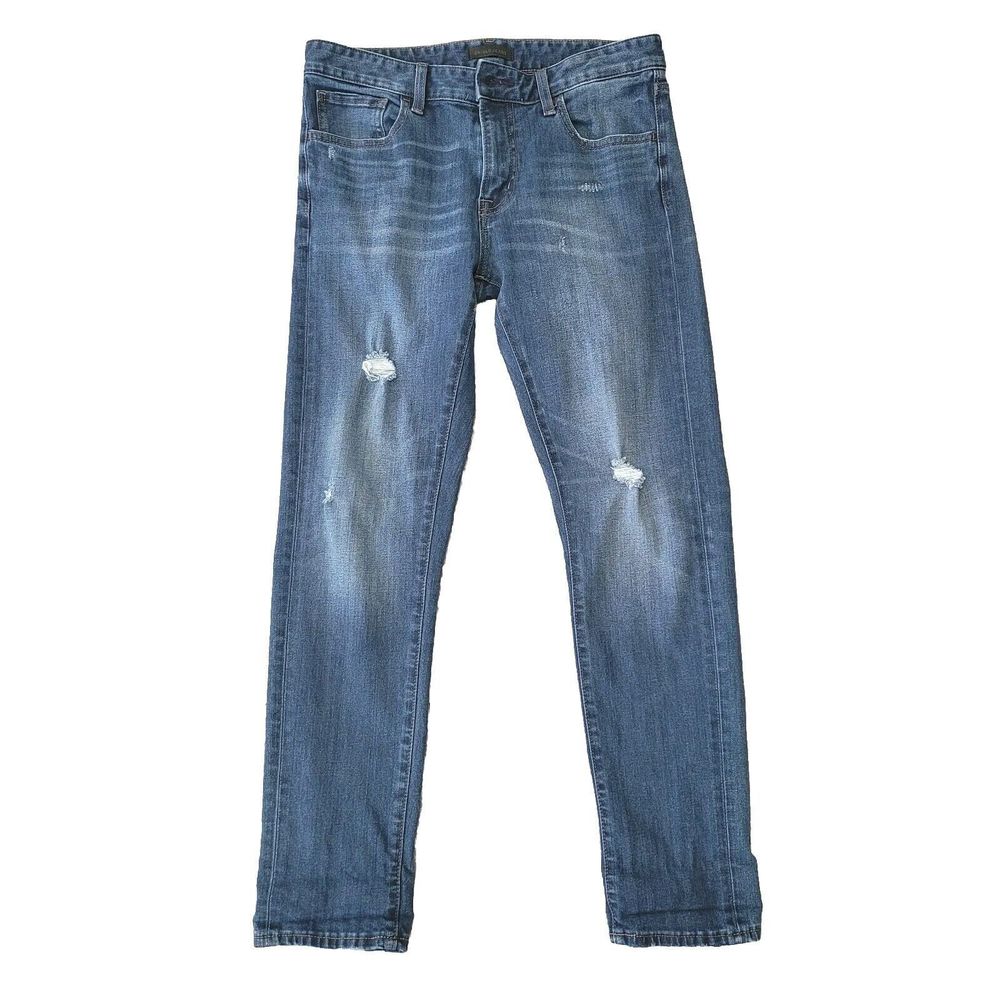 UNIQLO Jeans Size 29 Womens Dark Blue Denim Distressed Mid-Rise